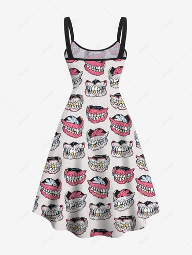 Gothic Plus Size Teeth Print A Line Tank Dress