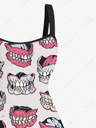 Gothic Plus Size Teeth Print A Line Tank Dress