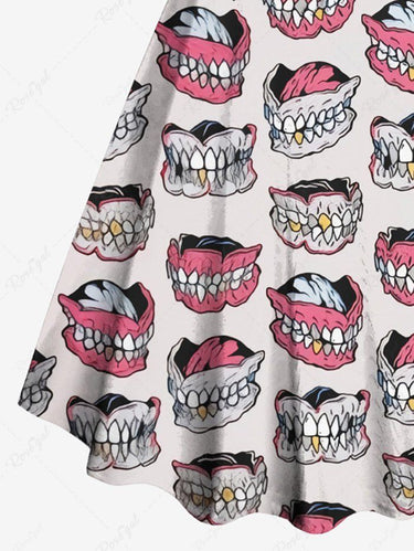 Gothic Plus Size Teeth Print A Line Tank Dress