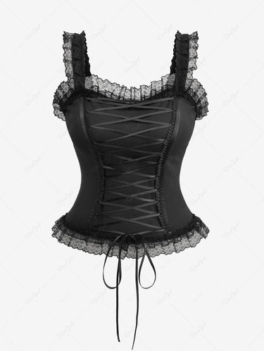 Gothic Lace-up Flowers Lace Ruffles Corset