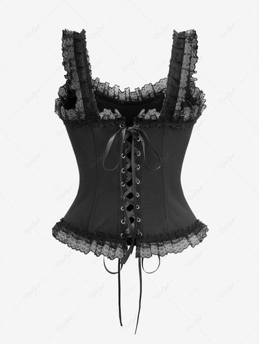 Gothic Lace-up Flowers Lace Ruffles Corset