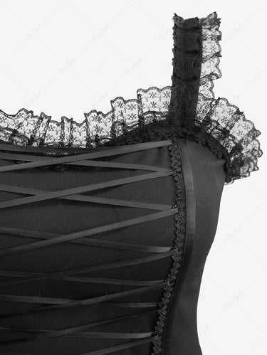 Gothic Lace-up Flowers Lace Ruffles Corset