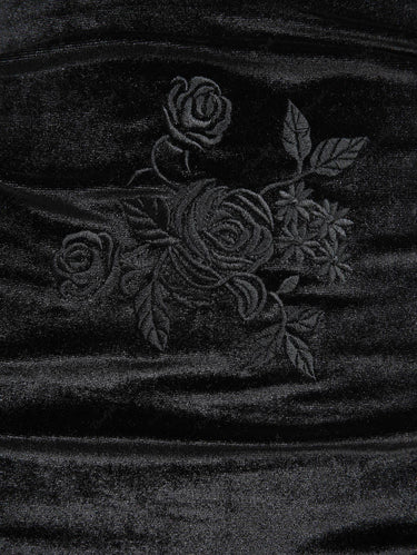 Gothic Rose Flower Jacquard Embroidery Applique Peplum Hem Skirt