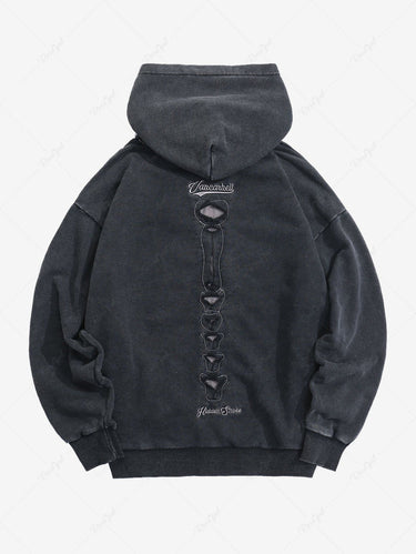 Gothic Distressed Skeleton Ripped Hollow Out Pullover Hooded Long Sleeves Pocket Hoodie For Men