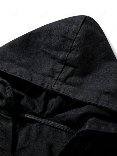 Gothic Skeleton Ladder Cut Out Buttons Denim Hooded Vest For Men