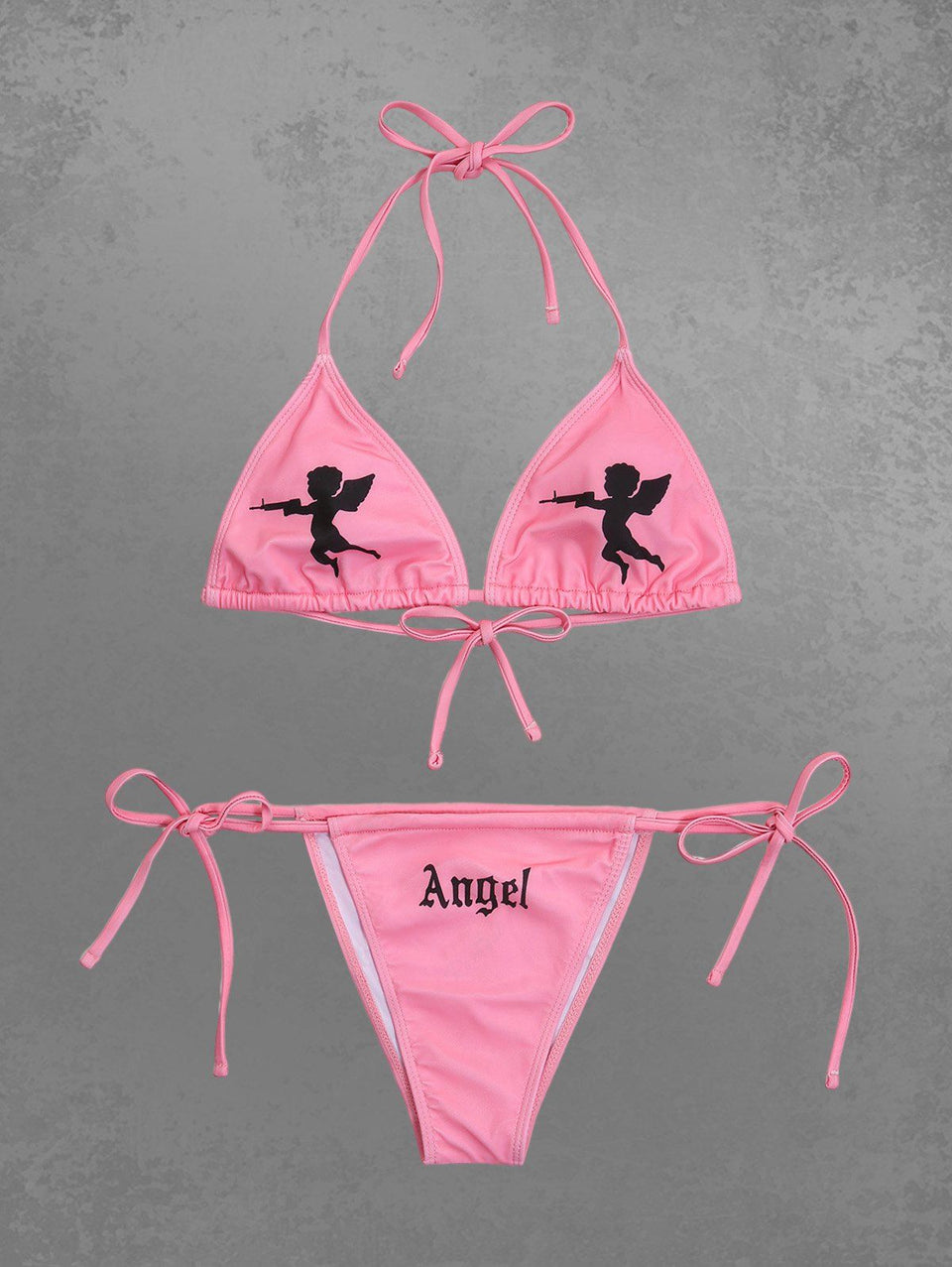 Gothic Angel Letter Cupid Print Halter Backless Valentines String Biki ...