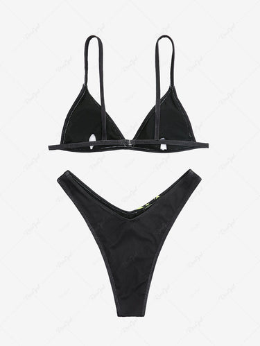 Gothic Letters Masked Head Snake Print Bikini Set
