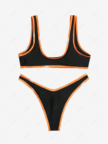 Gothic Skull Skeleton Fire Flame Print Bikini Set