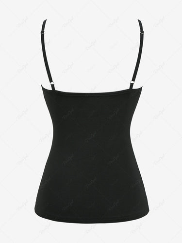 Gothic Punk Plaid Print Pentagram Paperclip Grommet Cami Top