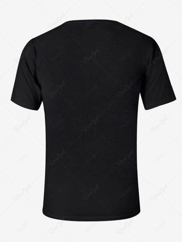 Gothic Plus Size Moon Bat Castle Monster Fence Print T-shirt For Men