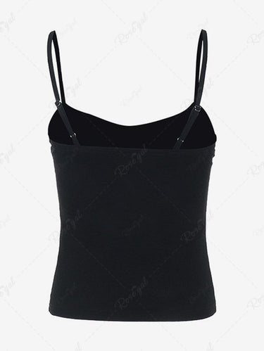 Gothic Dark Style Rose Flower Wing Sword Print Cami Top