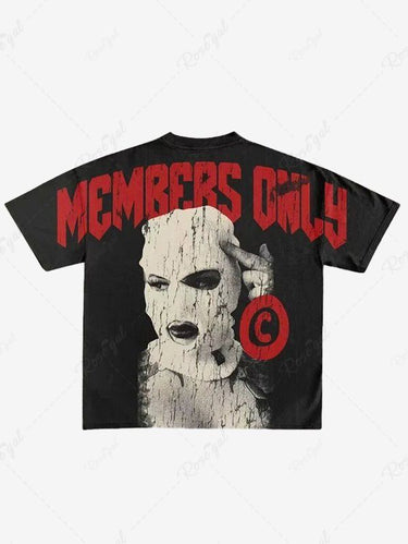 Gothic 100% Cotton Hip Hop Punk Letters Masked Man Print T-shirt For Men