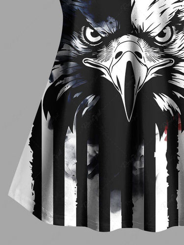 Gothic Plus Size Eagle Ink Painting Patriotic American Flag Print Cami Top