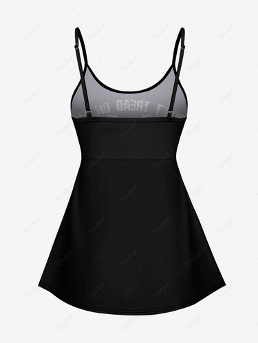 Gothic Skull Patriotic American Flag Print Tankini Top(Adjustable Shoulder Strap)