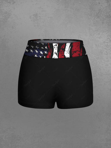 Gothic Patriotic American Flag Print Boyleg Swim Bottom