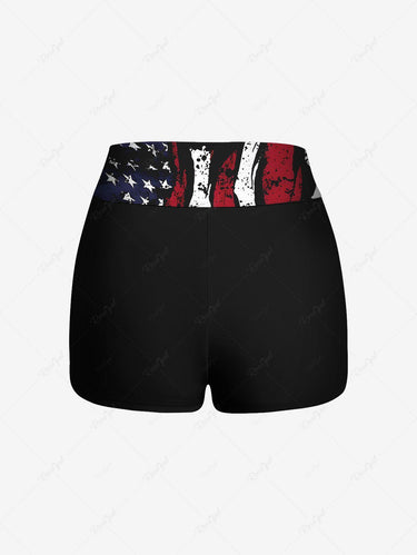 Gothic Patriotic American Flag Print Boyleg Swim Bottom