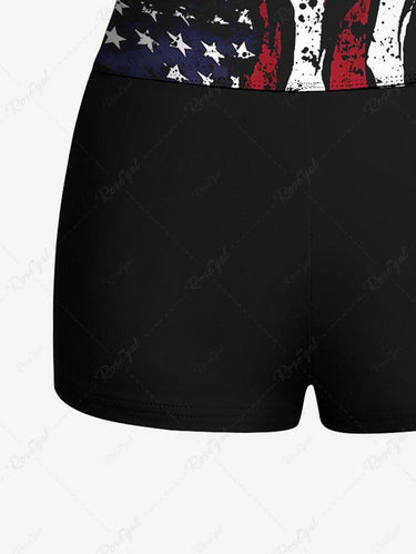 Gothic Patriotic American Flag Print Boyleg Swim Bottom