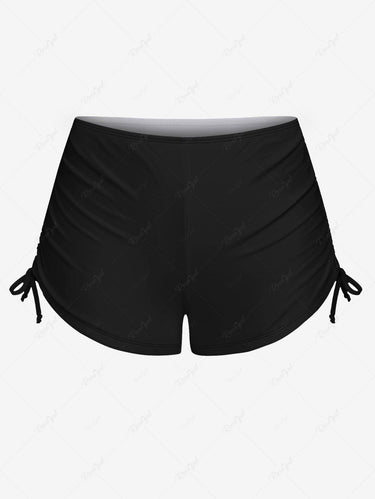 Gothic Coconut Tree Skeleton Sea Beach Sun Dusk Print Hawaii Twist Halter Tankini Swimsuit