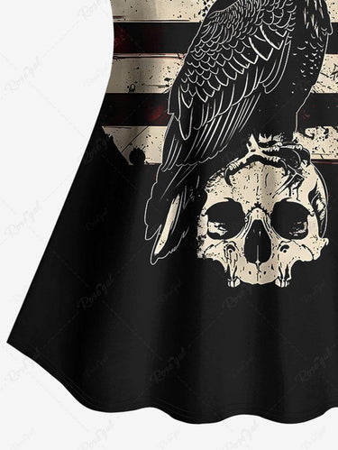 Gothic Eagle Skull Patriotic American Flag Print Tankini Top(Adjustable Shoulder Strap)