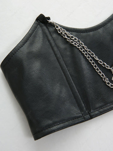 Gothic Plus Size Cross Layered Chain Lace Up Underbust Corset