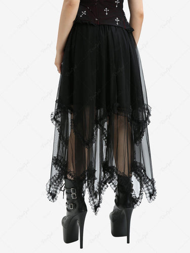 Gothic Solid Lace Handkerchief Asymmetric Skirt