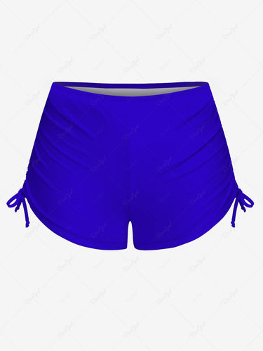 Gothic Skull Floral Tropical Leaves Flamingo Print Hawaii Twist Halter Cinched Boyleg Tankini Swimsuit