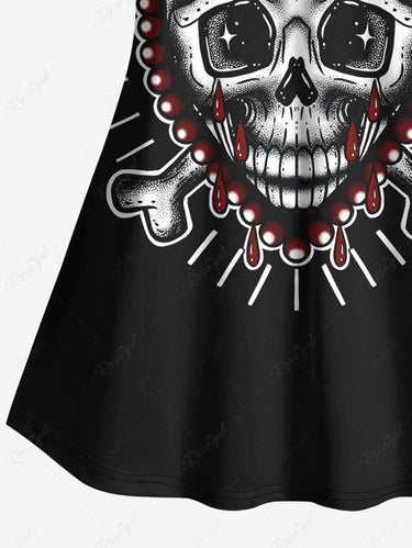 Gothic Plus Size Skull Heart Bone Print Cami Top
