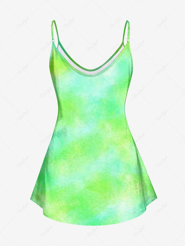 Gothic Plus Size Tie Dye Ombre Skull Alien Print Cami Top