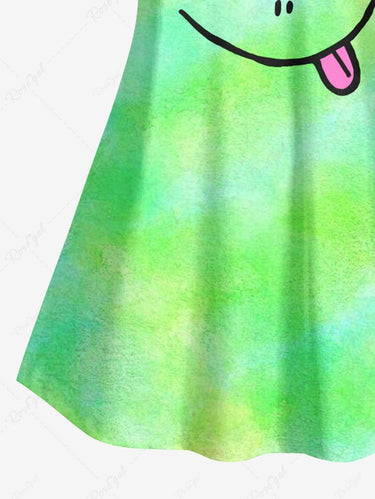 Gothic Plus Size Tie Dye Ombre Skull Alien Print Cami Top