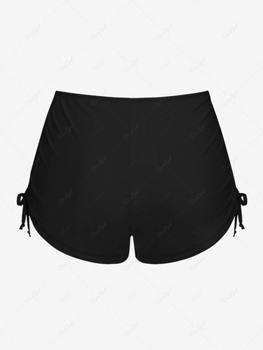 Gothic Plus Size Solid Cinched Boyleg Swim Bottom