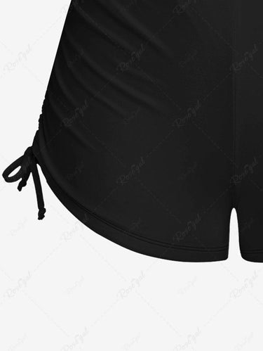 Gothic Plus Size Solid Cinched Boyleg Swim Bottom