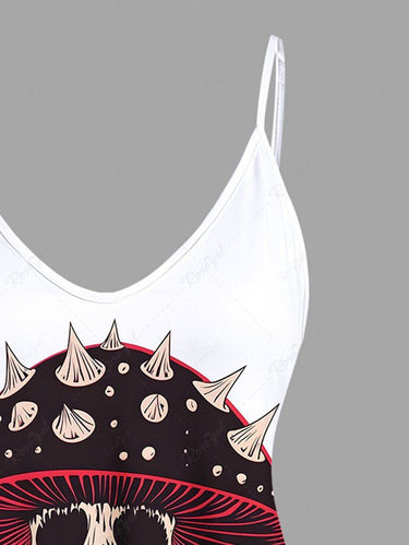 Gothic Plus Size Skull Mushroom Print Cami Top