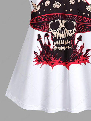 Gothic Plus Size Skull Mushroom Print Cami Top