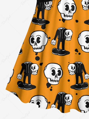 Gothic Cute Skull Man Print Twist Halter Backless Tankini Top