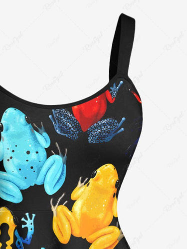 Gothic Plus Size Colorful Frog Toad Print A Line Tank Dress
