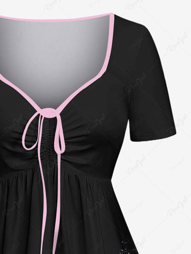 Gothic Plus Size Skull Daisy Flower Print Cinched A Line Dress