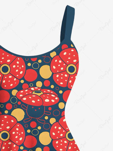 Gothic Plus Size Floral Mushroom Print A Line Tank Dress