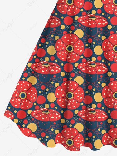 Gothic Plus Size Floral Mushroom Print A Line Tank Dress