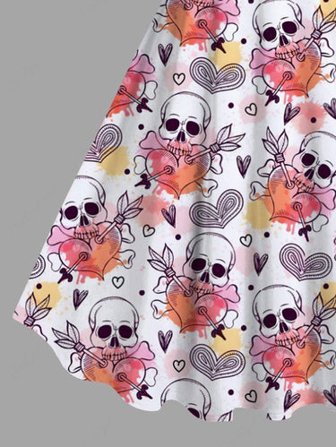Gothic Plus Size Skull Heart Arrow Print A Line Tank Dress