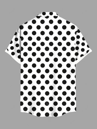 Gothic Plus Size Polka Dot Two Tone Print Button Pocket Shirt For Men