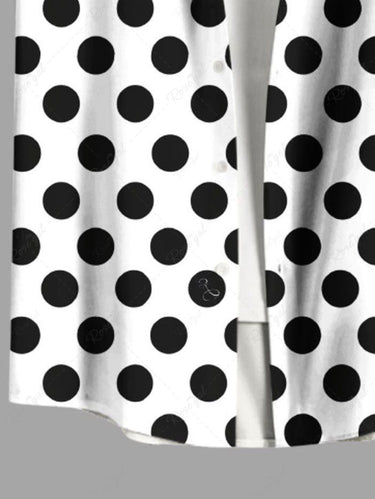 Gothic Plus Size Polka Dot Two Tone Print Button Pocket Shirt For Men