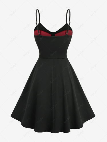 Gothic Spider Web Lace Up Cross A Line Cami Dress(Adjustable Shoulder Strap) Black / L Gothic Spider Web Lace Up Cross A Line Cami Dress(Adjustable Shoulder Strap) Black / L