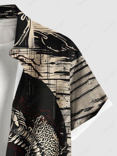 Gothic Plus Size Skeleton Mermaid Anchor Chain Sea Print Hawaii Cruise Button Pocket Shirt For Men