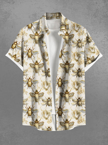 Gothic Plus Size Insects Bugs Print Buttons Pocket Shirt For Men