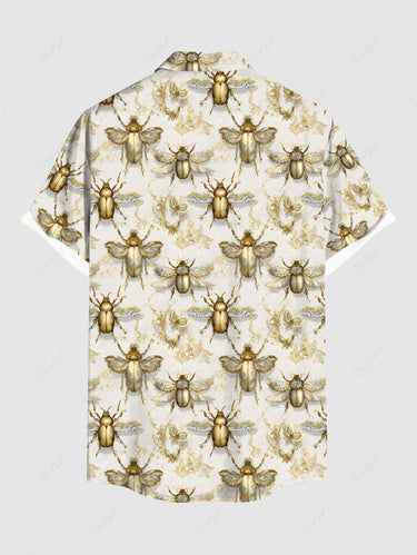 Gothic Plus Size Insects Bugs Print Buttons Pocket Shirt For Men