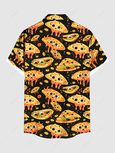 Gothic Plus Size Alien Sandwich Cartoon Print Buttons Pocket Shirt For Men