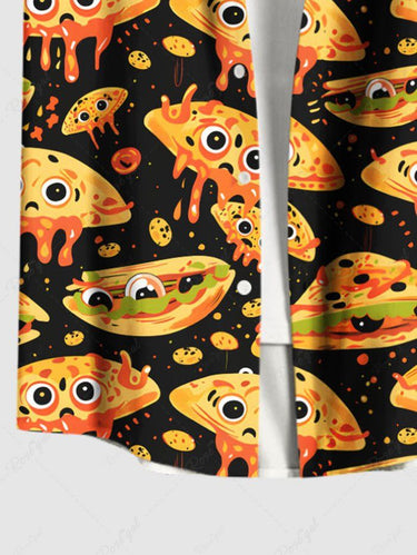 Gothic Plus Size Alien Sandwich Cartoon Print Buttons Pocket Shirt For Men