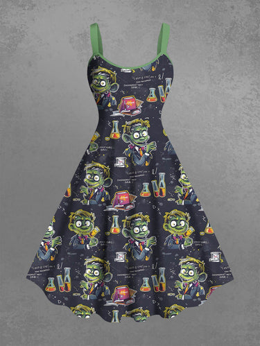 Gothic Plus Size Scientist Test Tube Books Print Tank Dress