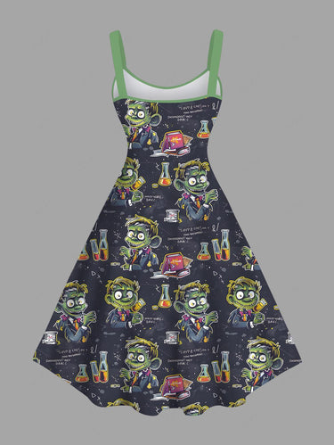 Gothic Plus Size Scientist Test Tube Books Print Tank Dress