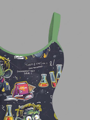 Gothic Plus Size Scientist Test Tube Books Print Tank Dress